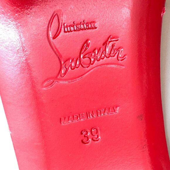 Christian Louboutin PIGALOVE 20ANS Patent Leather Crystal Flats Ballerina Shoes - Picture 14 of 16